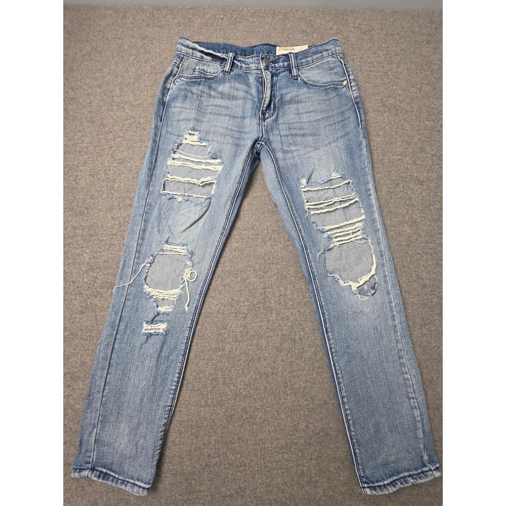 Pistola P6974 Distressed Straight Leg Jeans Women 26 Blue Light Wash Ripped